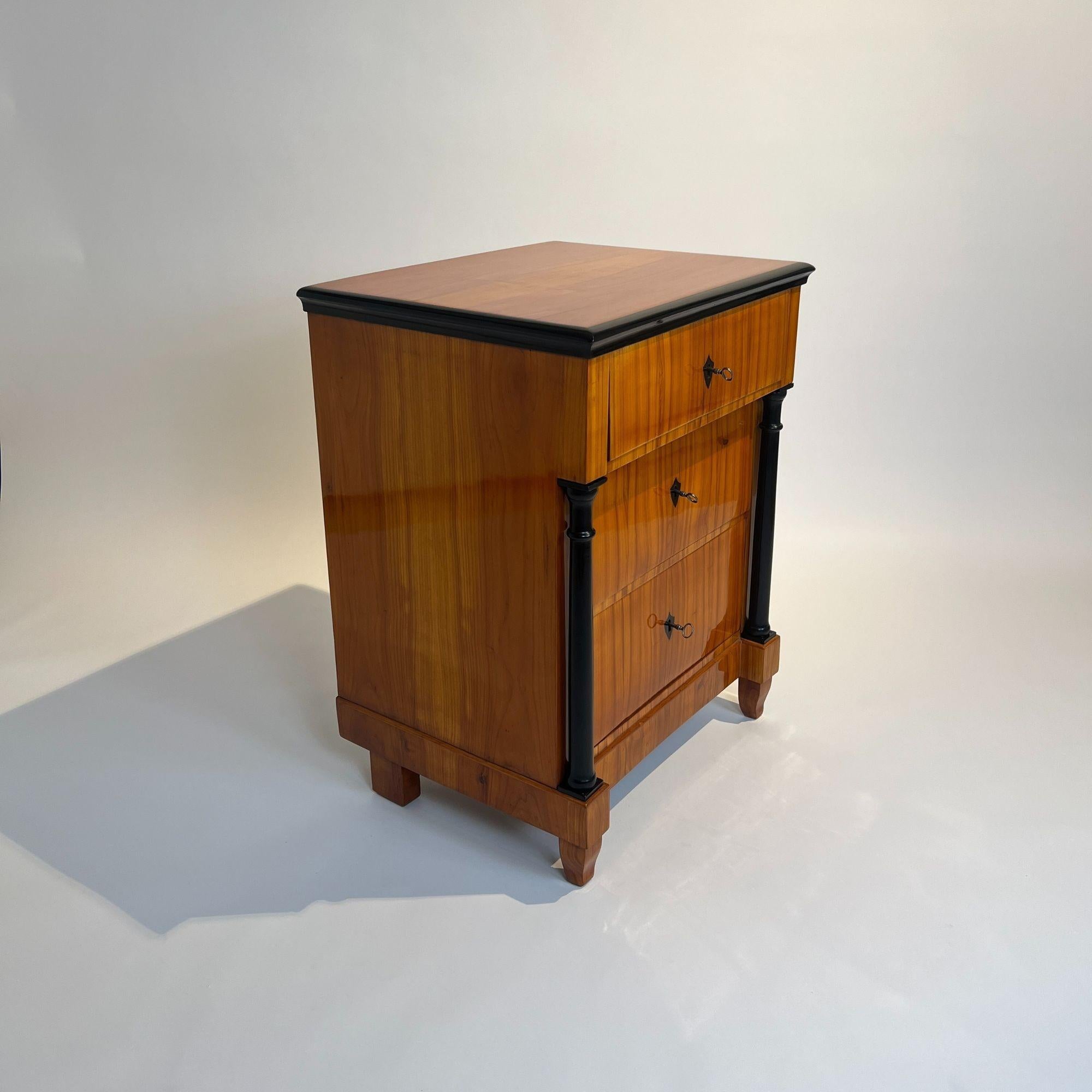 Iron Small Biedermeier Chest of Drawers, Cherry wood, South Germany circa 1830. For Sale