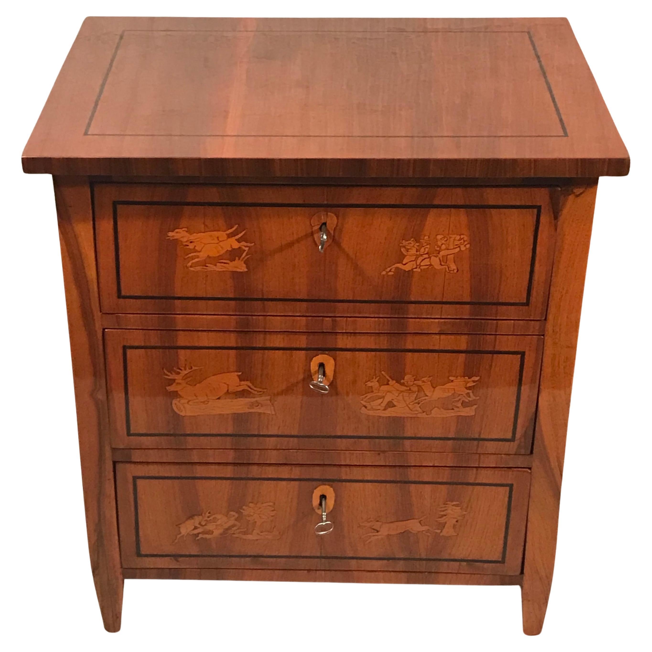 Marquetry Small Biedermeier Chest of Drawers, Germany 1810-20 For Sale