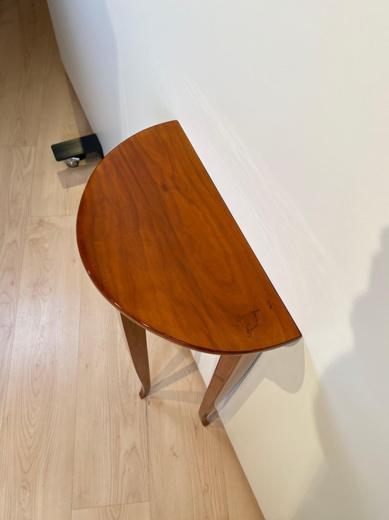 Mid-19th Century Small Biedermeier Demi-Lune Console Table, Cherry Wood, South Germany circa 1830 For Sale