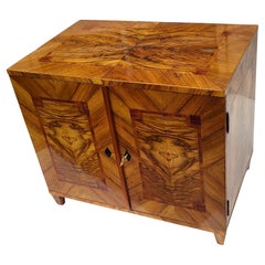 Small Biedermeier-Style Walnut Half Cabinet, circa 1920