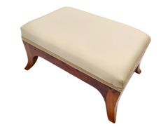 Small Biedermeier Walnut Footstool, South Germany circa 1825, Newly Upholstered
