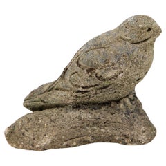 Small Bird on Branch Reconstituted Stone Accessory, American late 20th C.