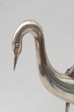 Small Bird Sculpture in Silver and Amethyst, 1970
