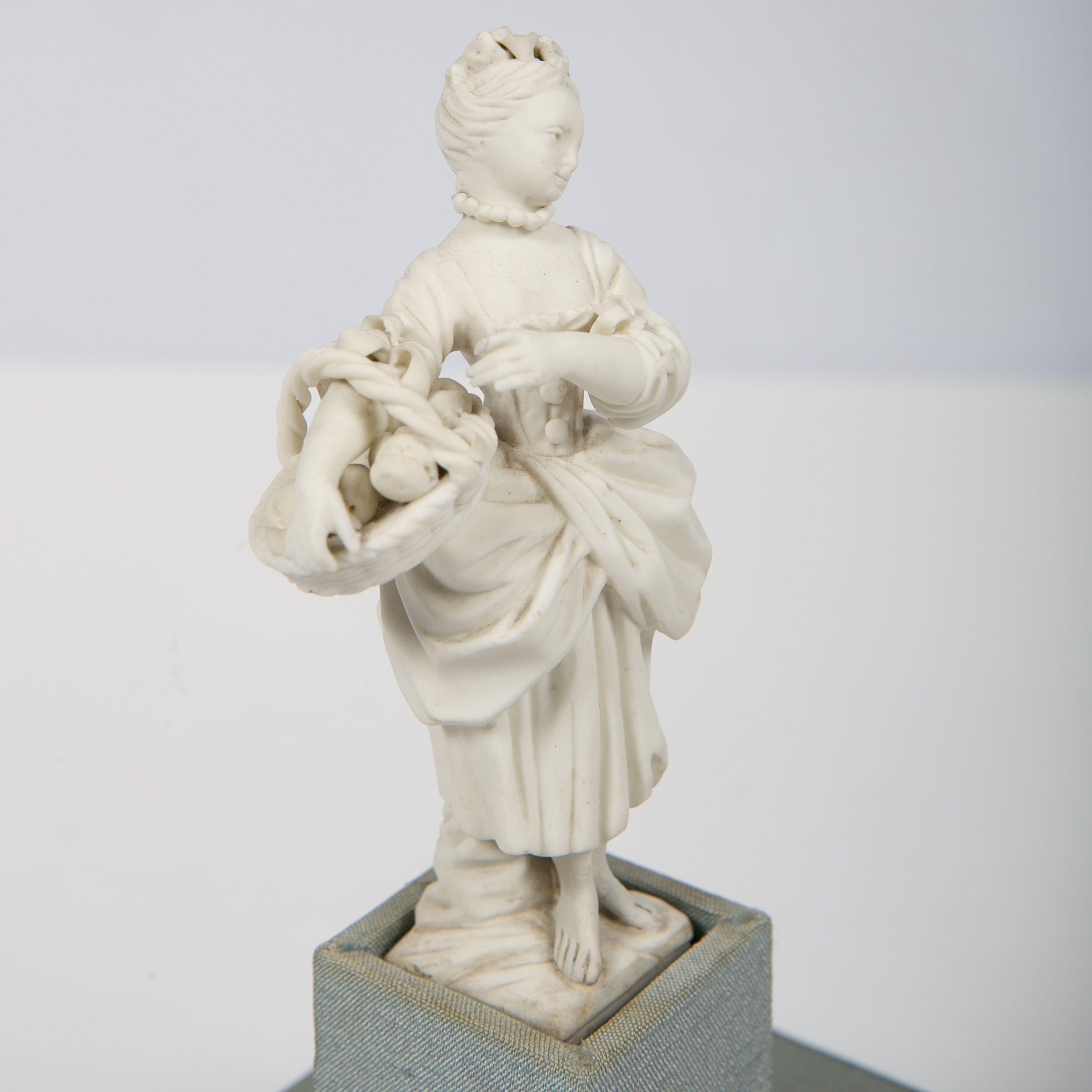 Romantic Small Bisque Figure of Girl Made by Mennecy in 18th Century France