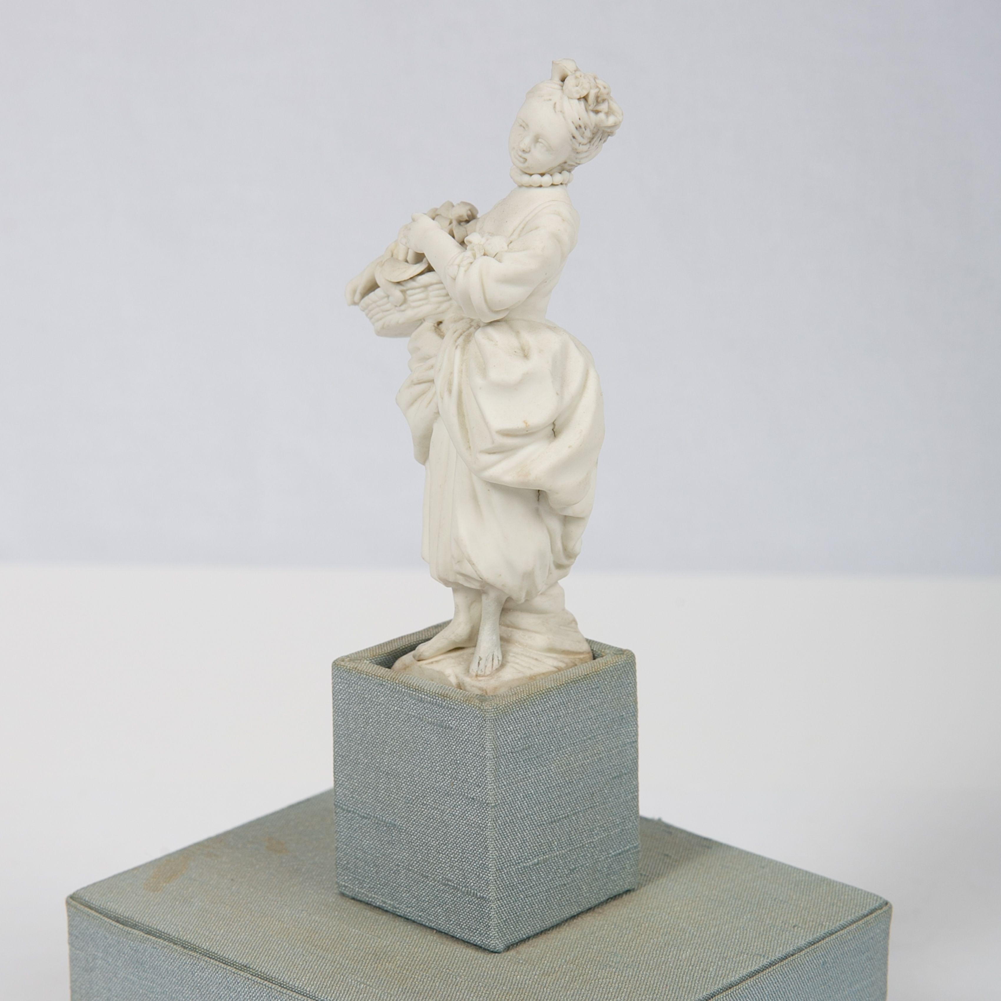 18th Century and Earlier Small Bisque Figure of Girl Made by Mennecy in 18th Century France