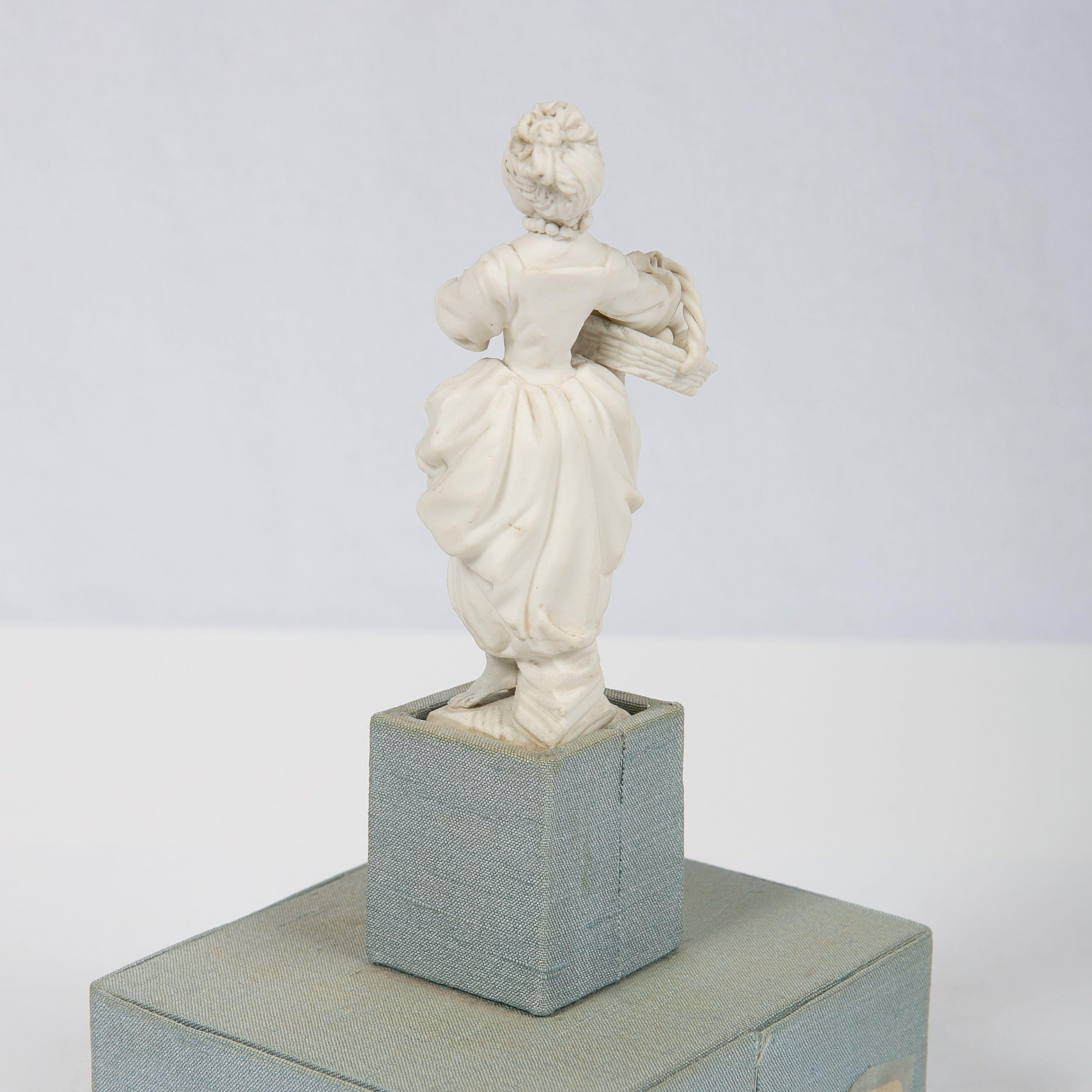 Porcelain Small Bisque Figure of Girl Made by Mennecy in 18th Century France