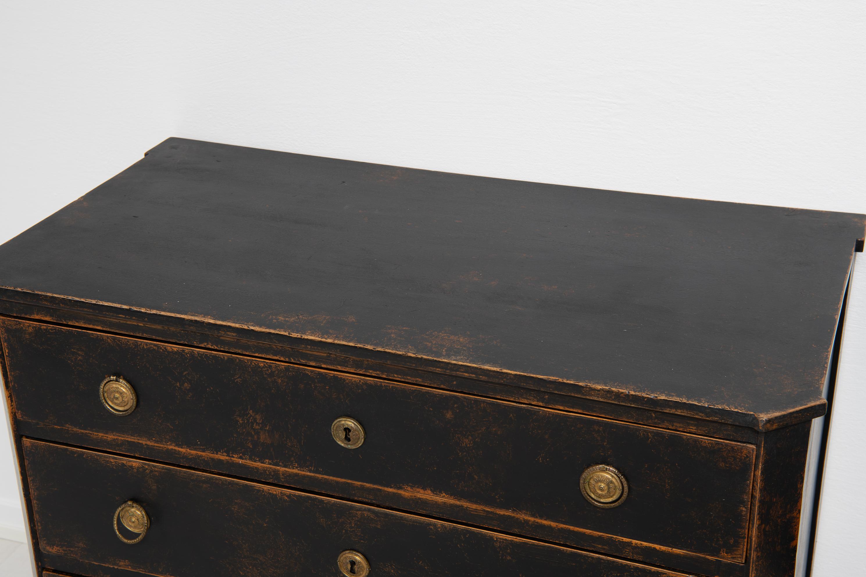 Small Black 18th Century Swedish Gustavian Chest of Drawers 6