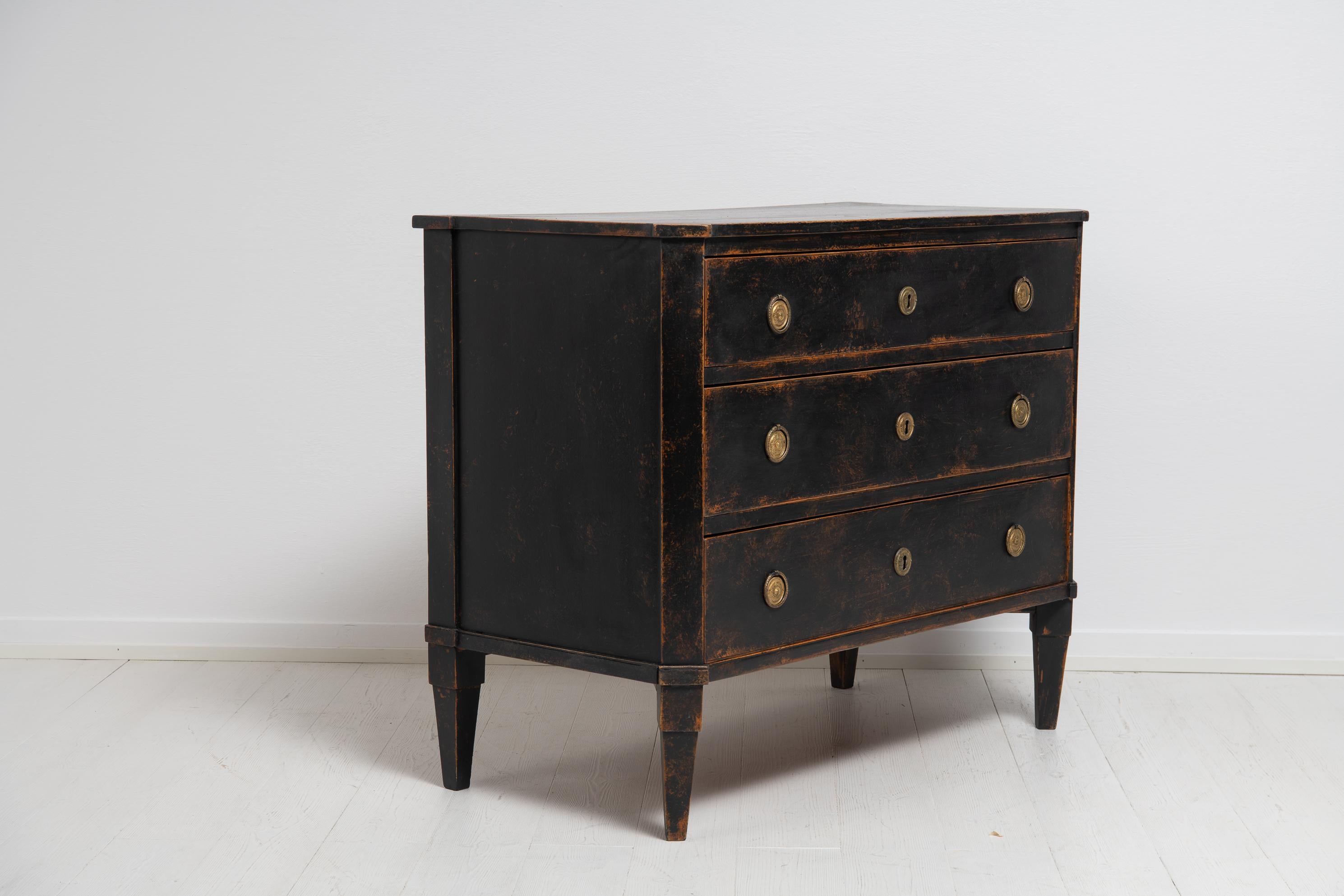 Small Black 18th Century Swedish Gustavian Chest of Drawers 2