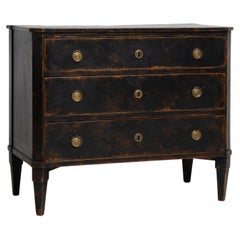 Small Black 18th Century Swedish Gustavian Chest of Drawers