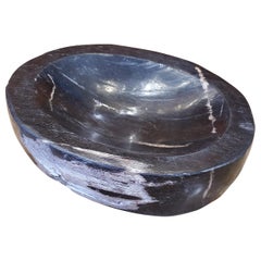 Small Black and White Petrified Wood Dish