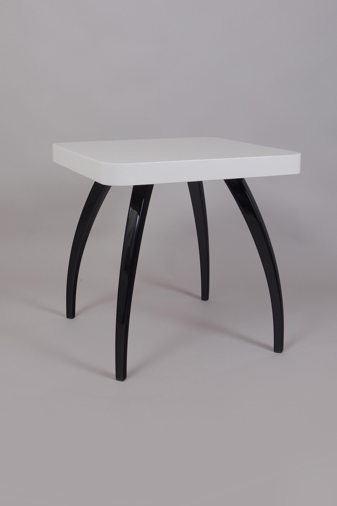 Art Deco Small Black and White Table, Designed by Jindrich Halabala, 1940s Czechia For Sale