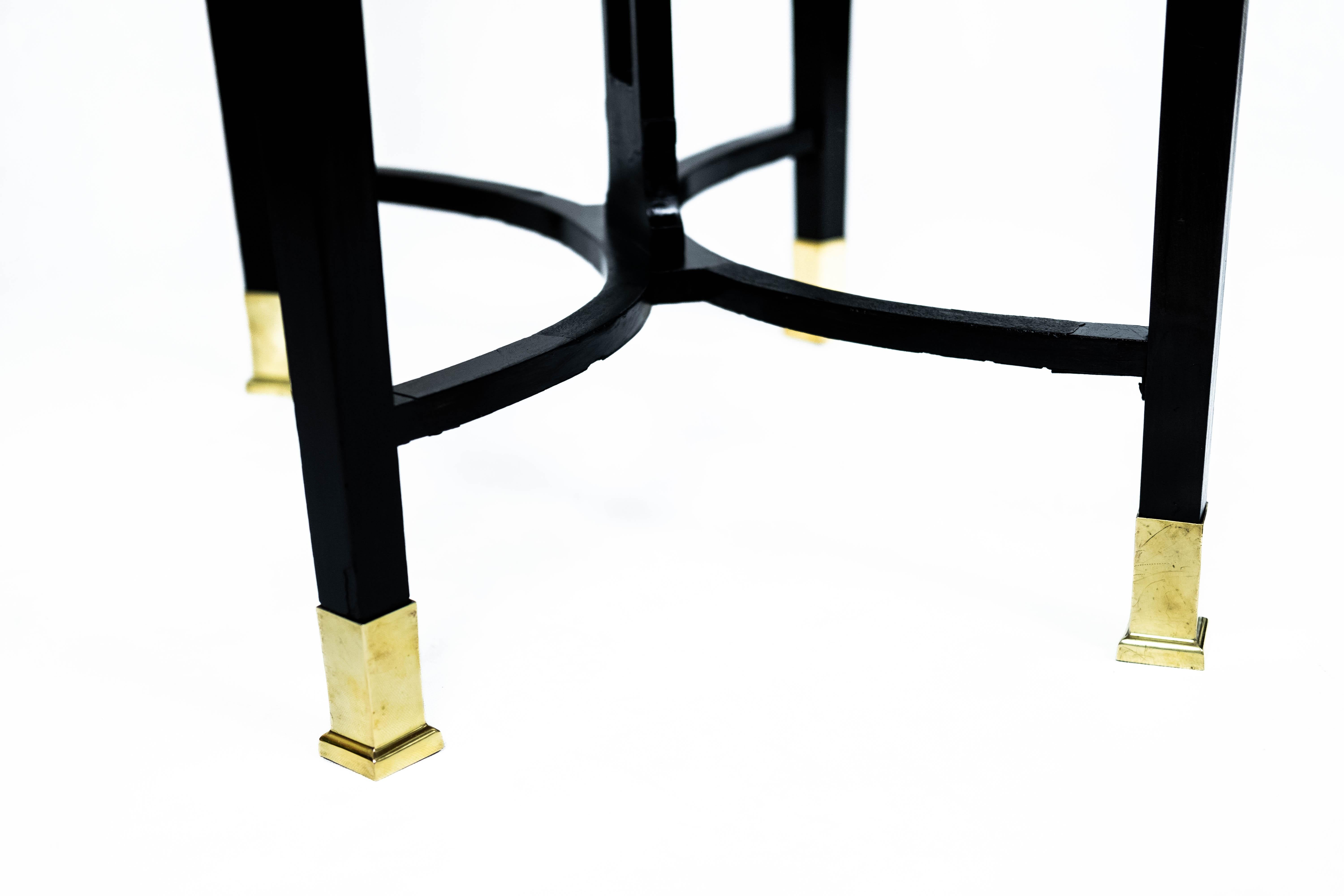 Small black Art Nouveau Table with Marble-Plate and Brass-Fittings (circa 1910) For Sale 6