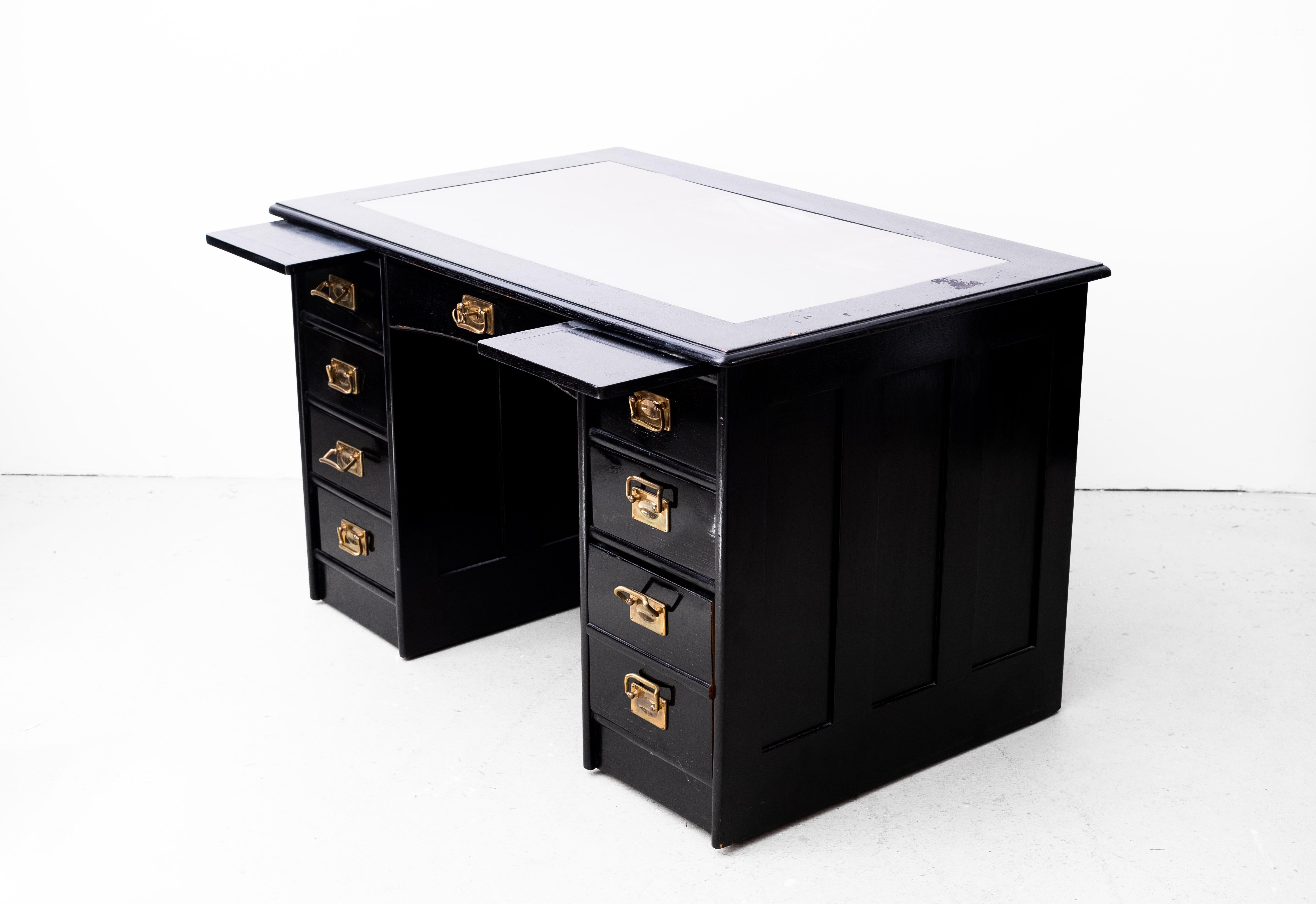 Art Nouveau Writing Desk with 9 Drawers (Vienna, 1910) For Sale 4