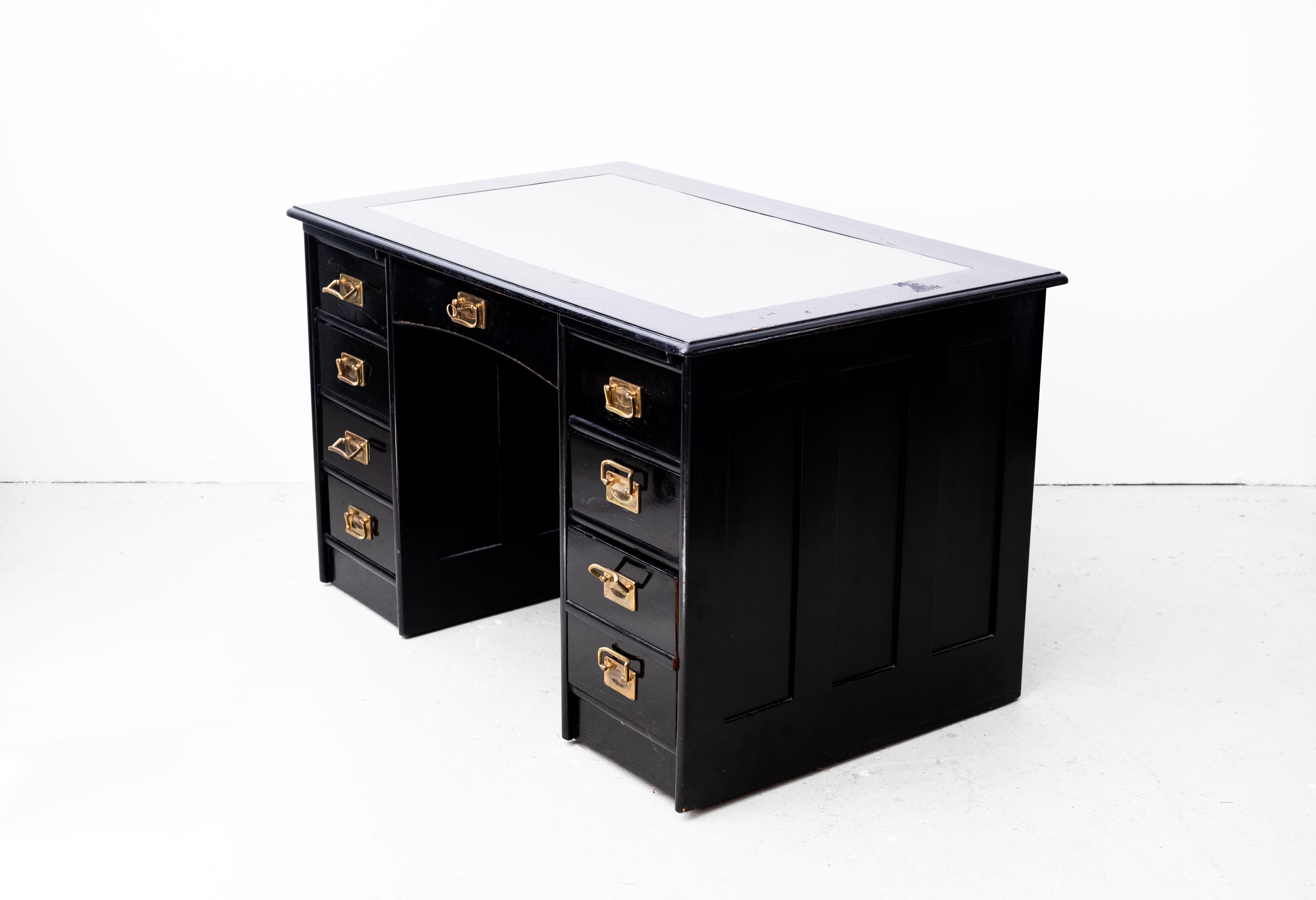 Art Nouveau Writing Desk with 9 Drawers (Vienna, 1910) For Sale 5