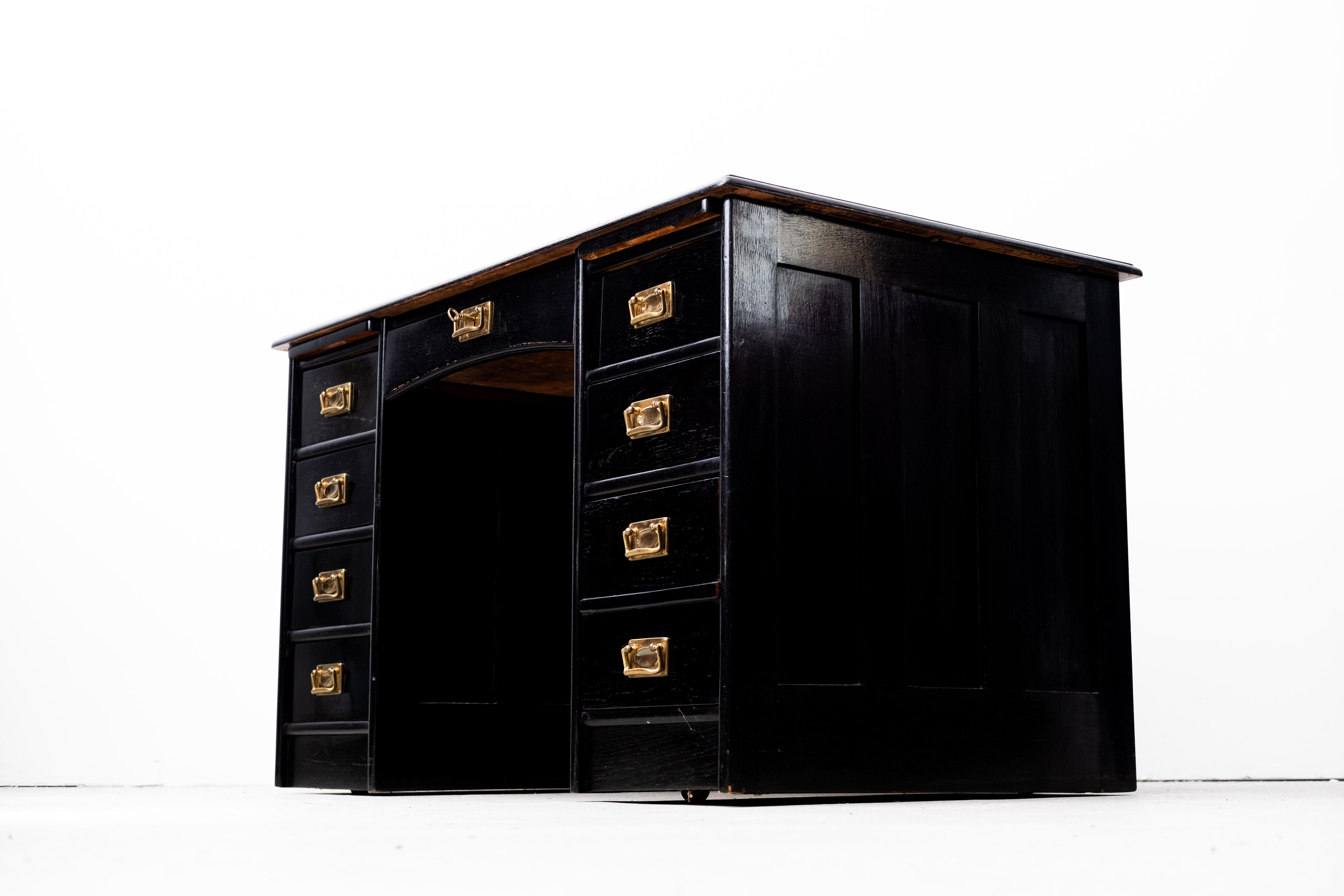 Art Nouveau Writing Desk with 9 Drawers (Vienna, 1910) For Sale 7