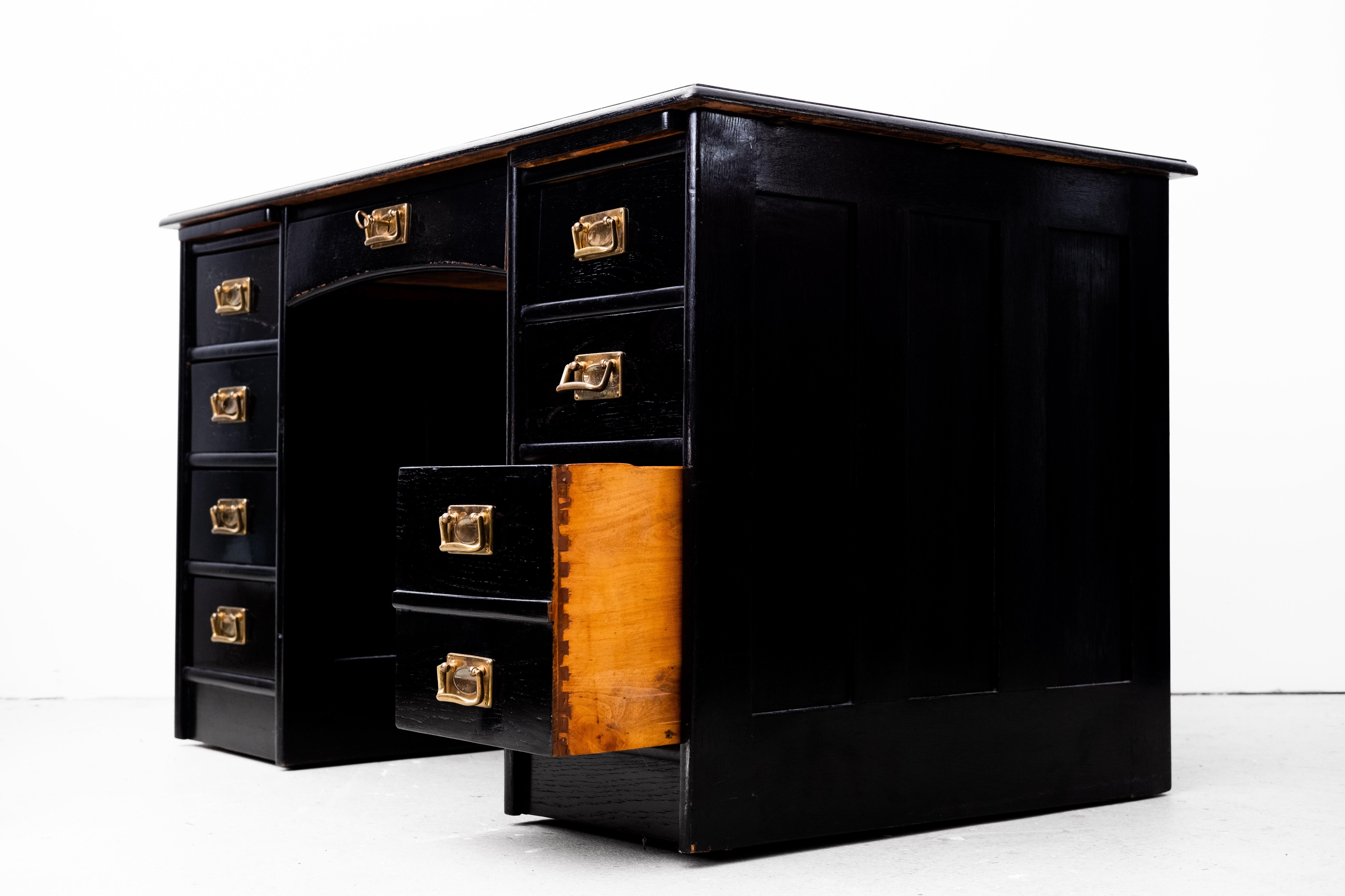 Art Nouveau Writing Desk with 9 Drawers (Vienna, 1910) For Sale 10