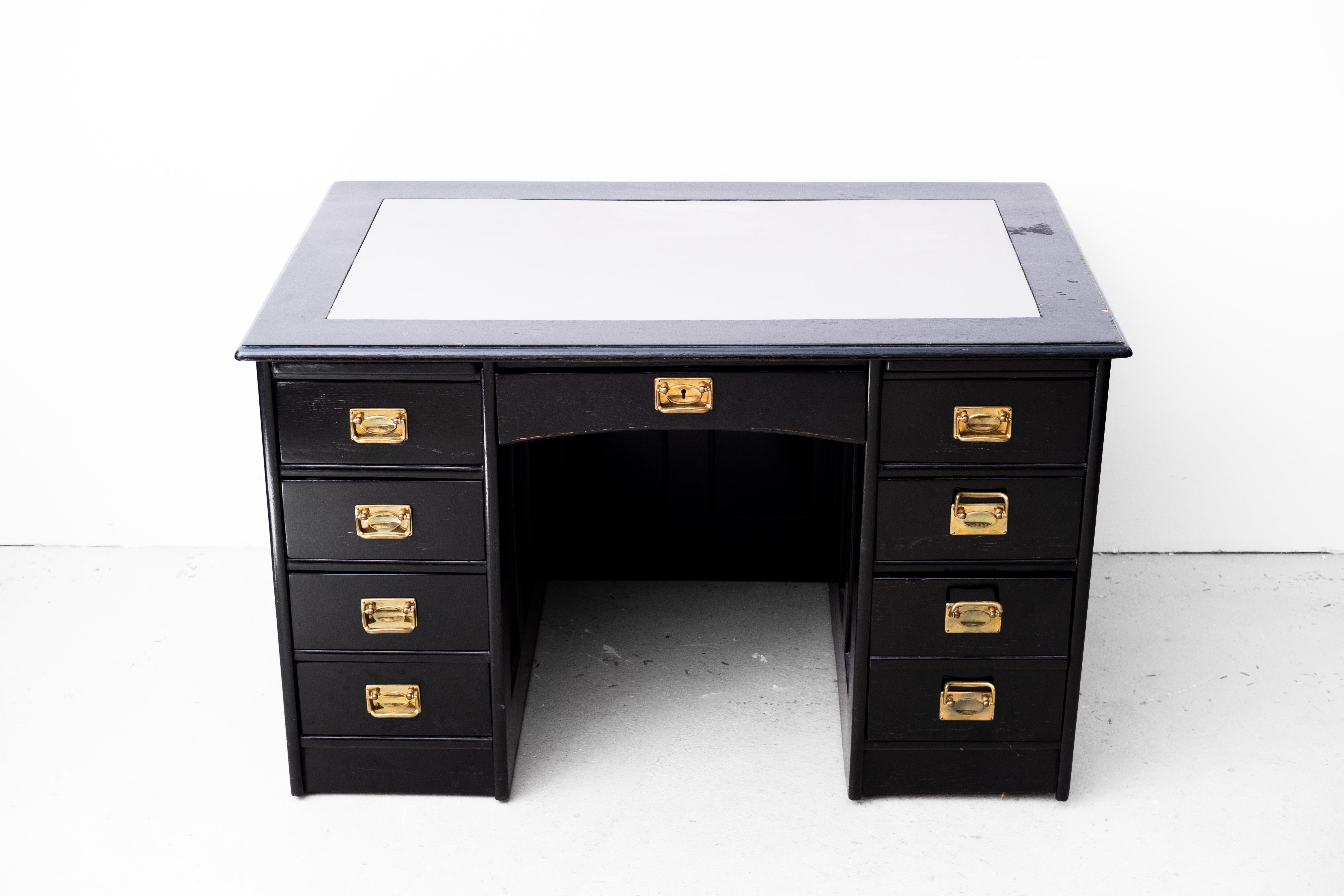 Art Nouveau Writing Desk with 9 Drawers (Vienna, 1910) In Fair Condition For Sale In Wien, AT