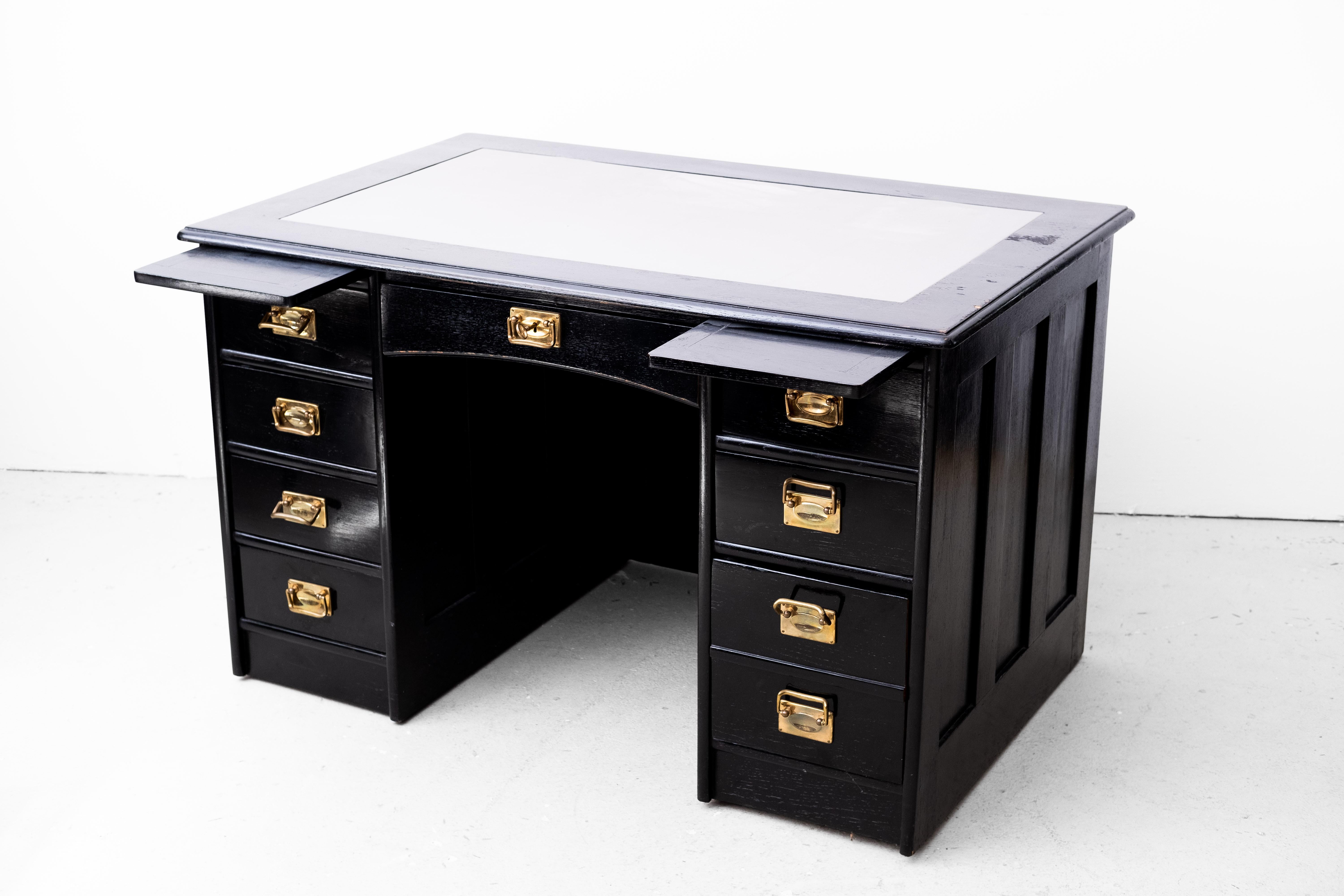 Art Nouveau Writing Desk with 9 Drawers (Vienna, 1910) For Sale 3