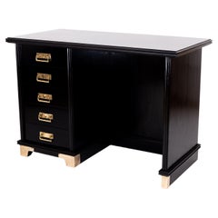 Small black Art Nouveau Writing Desk with 5 Drawers (Vienna, 1910)