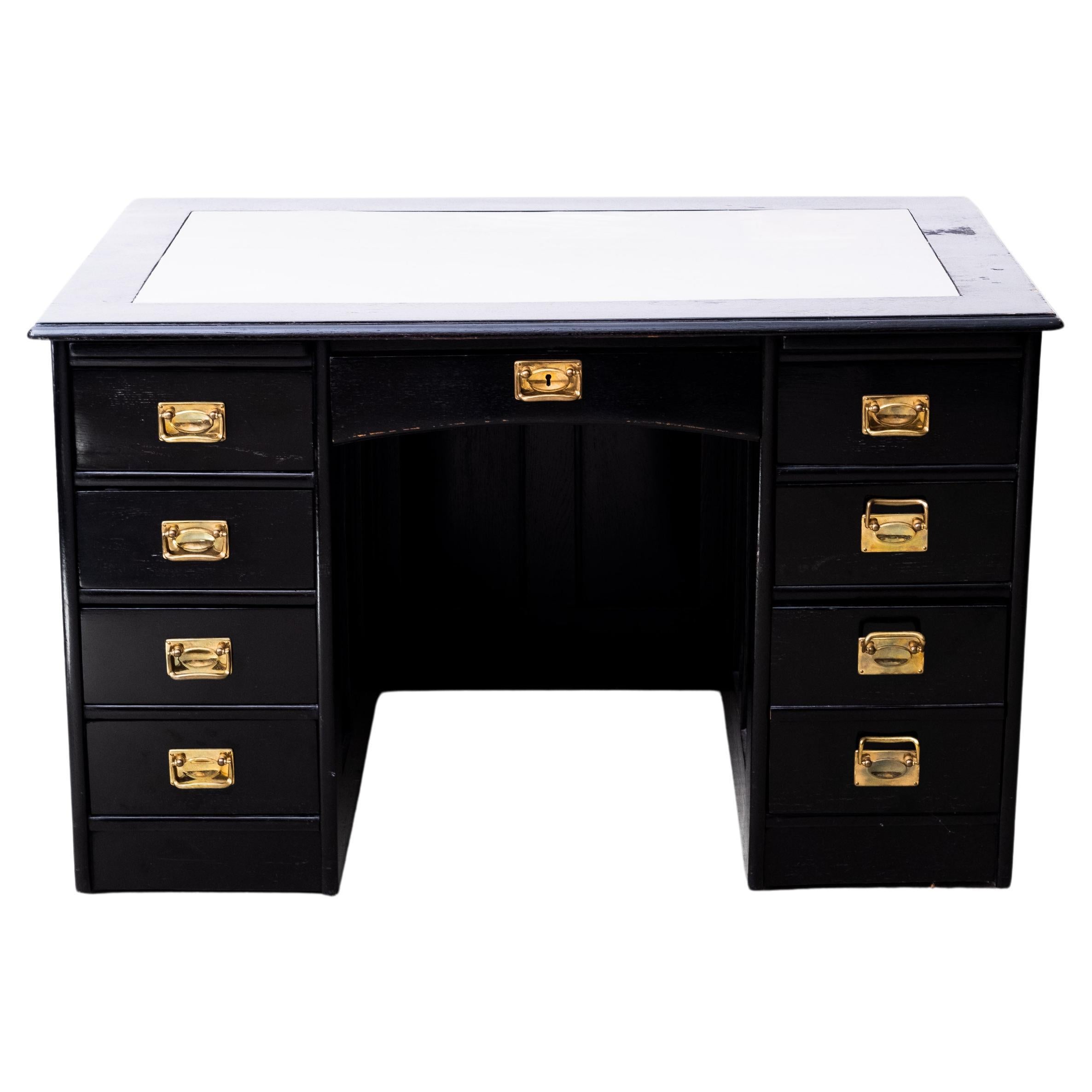 Art Nouveau Writing Desk with 9 Drawers (Vienna, 1910) For Sale