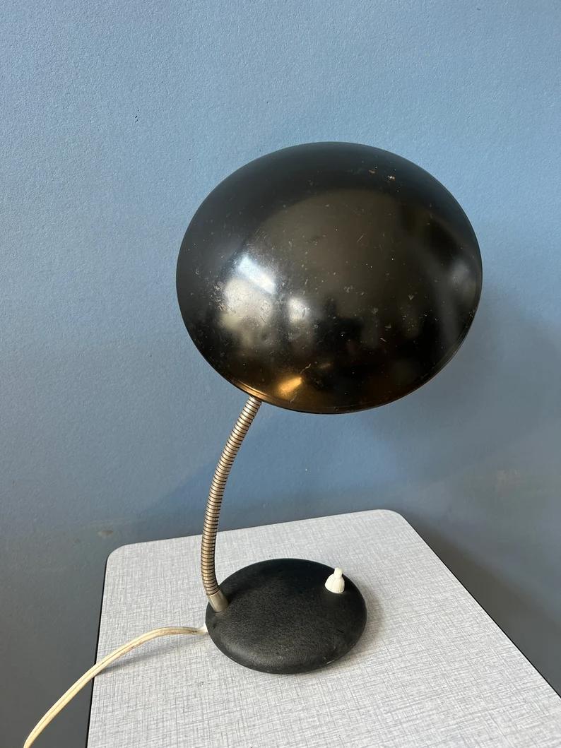 Small Black Bauhaus Style Metal Desk Lamp, 1970s For Sale 1