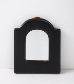 Small Black Ceramic Mirror, France, c. 1950