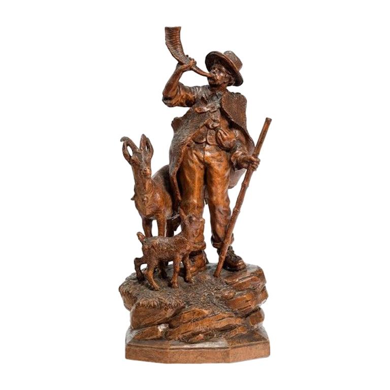 Small Black Forest Wood Carving of a Shepherd circa 1890
