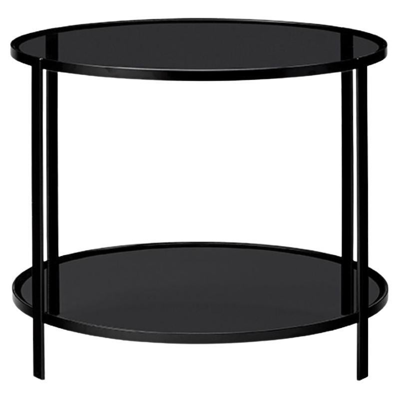 Petite table d'appoint contemporaine en verre noir