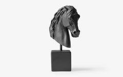 Small Black Horse Head Bust Statue Made with Compressed Marble Powder