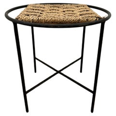 Small black iron and rope side table/stool style of Audoux Minet