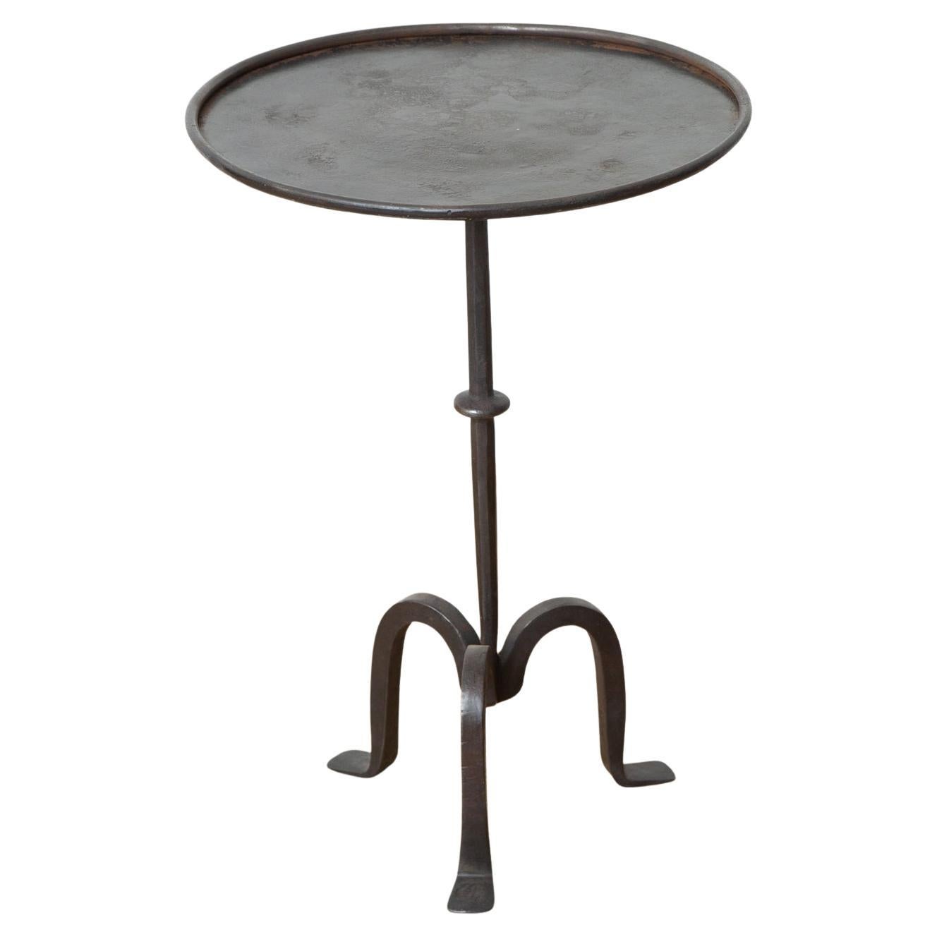 Small Black Iron Side or Drink Table For Sale