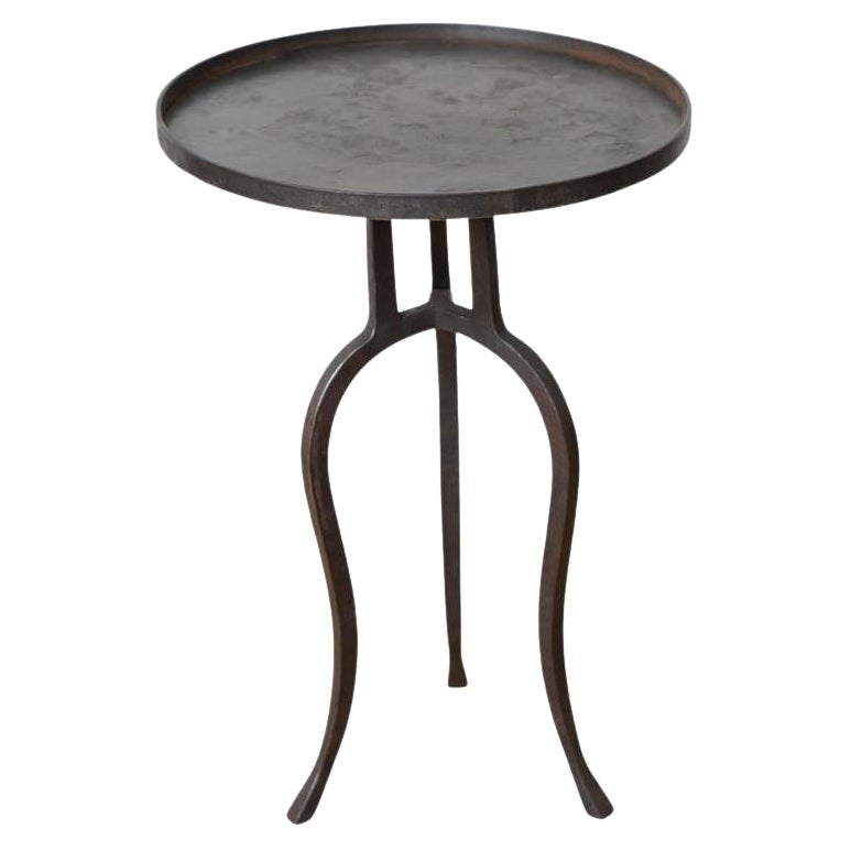 Small Black Iron Side or Drink Table, in Stock
