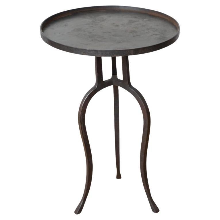 Small Black Iron Side or Drink Table, in Stock