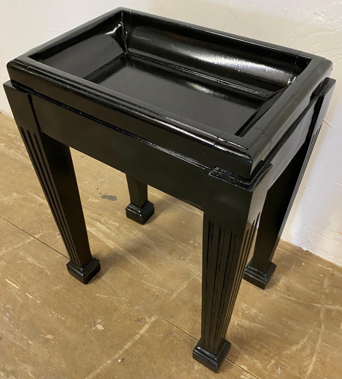 Small Black Lacquered Stand For Sale 1