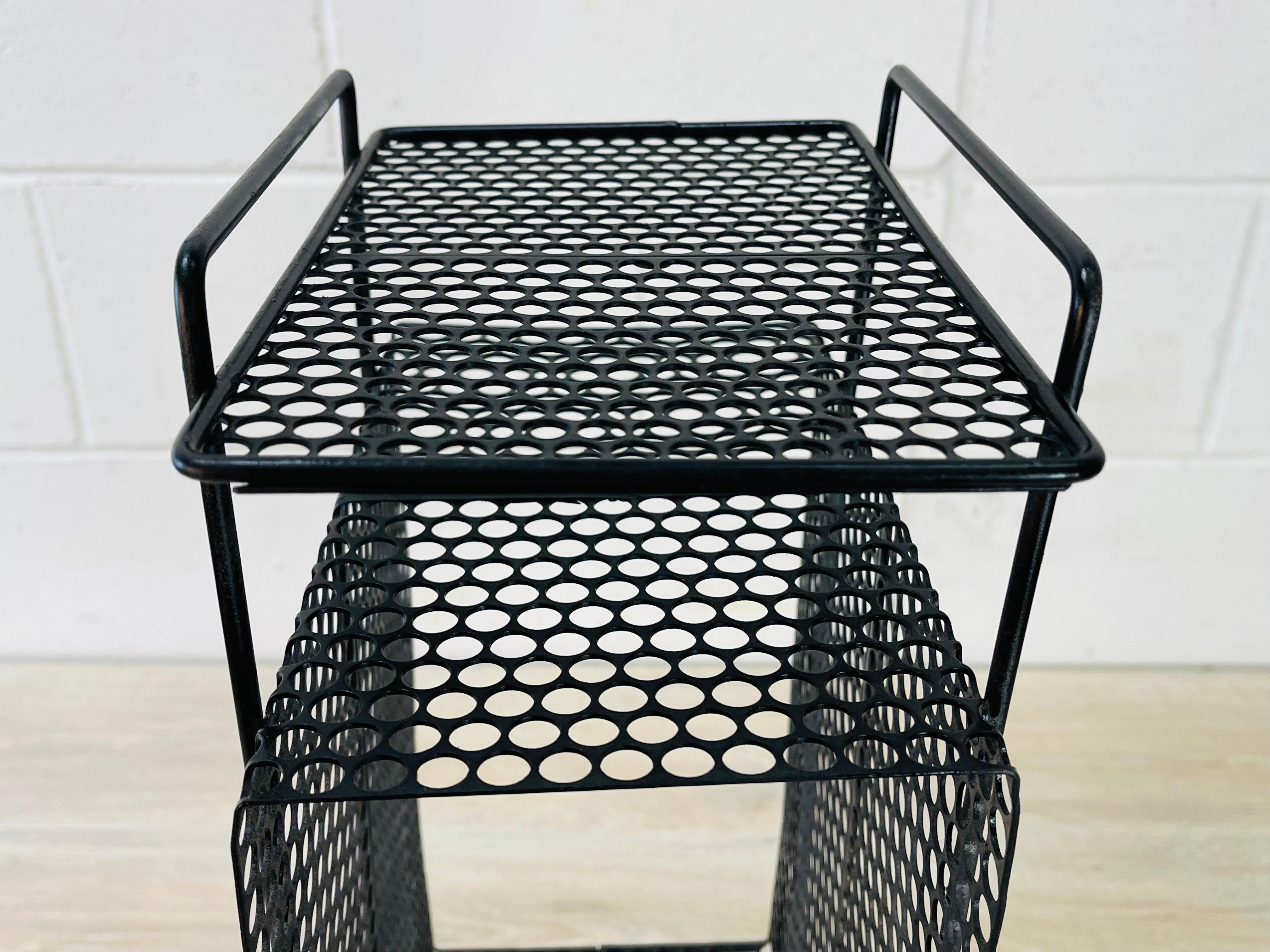 20th Century Small Black Metal Mesh Side Table For Sale