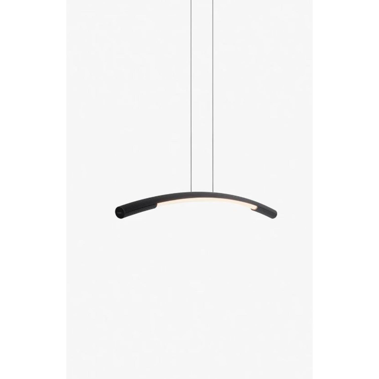 Small Black Palo Pendant Lamp by Wentz
Dimensions: D 5 x W 120 x H 13 cm
Materials: Aluminum, Acrylic.


WEIGHT: 2,7kg / 6 lbs
Colors: Black, Aluminum
LIGHT SOURCE: Built-in LED. 14W. 1680lm. 2700K. 90 CRI.
DIMMING No.
VOLTAGE: 100-240V
CABLE: 150cm