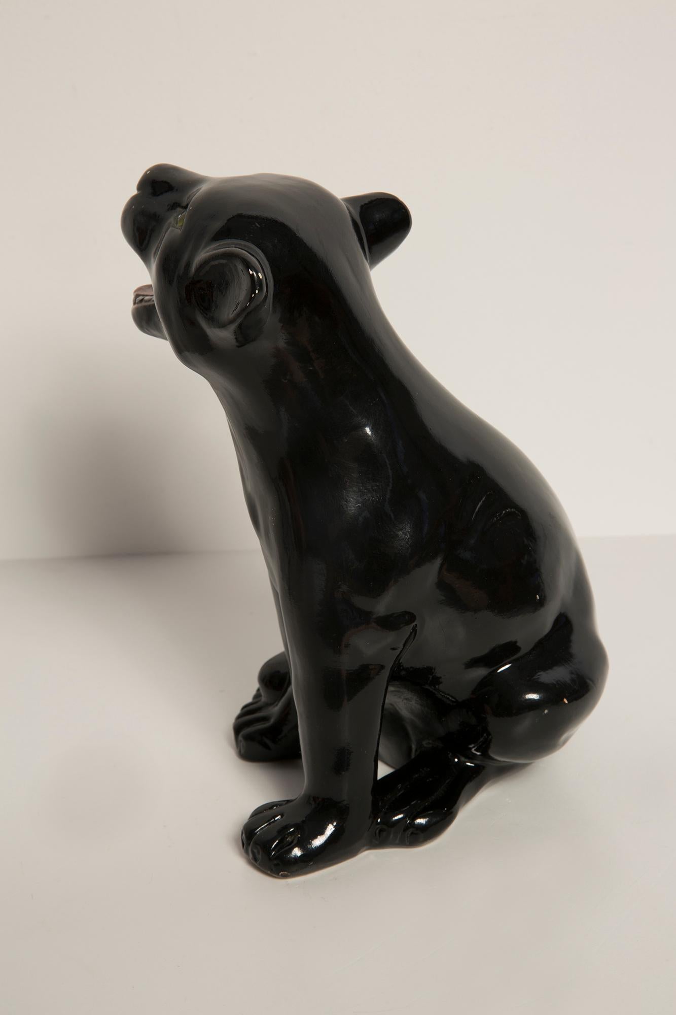 Small Black Panther Ceramic Sculpture, Italy, 1960s.  For Sale 5