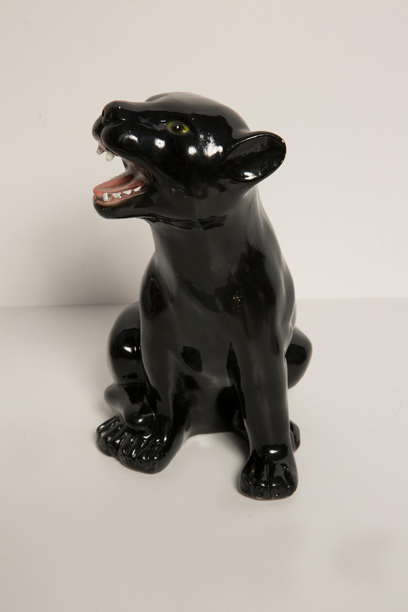 Small Black Panther Ceramic Sculpture, Italy, 1960s.  For Sale 6