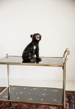 Small Black Panther Ceramic Sculpture, Italy, 1960s.