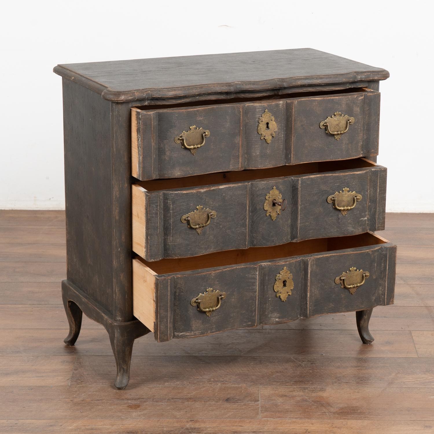Swedish Small Black Rococo Chest of Drawers, Sweden circa 1780-1800 For Sale