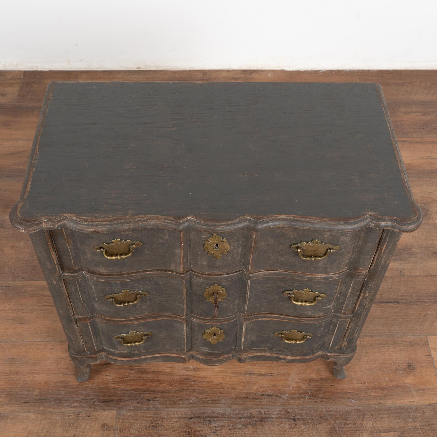 18th Century Small Black Rococo Chest of Drawers, Sweden circa 1780-1800 For Sale