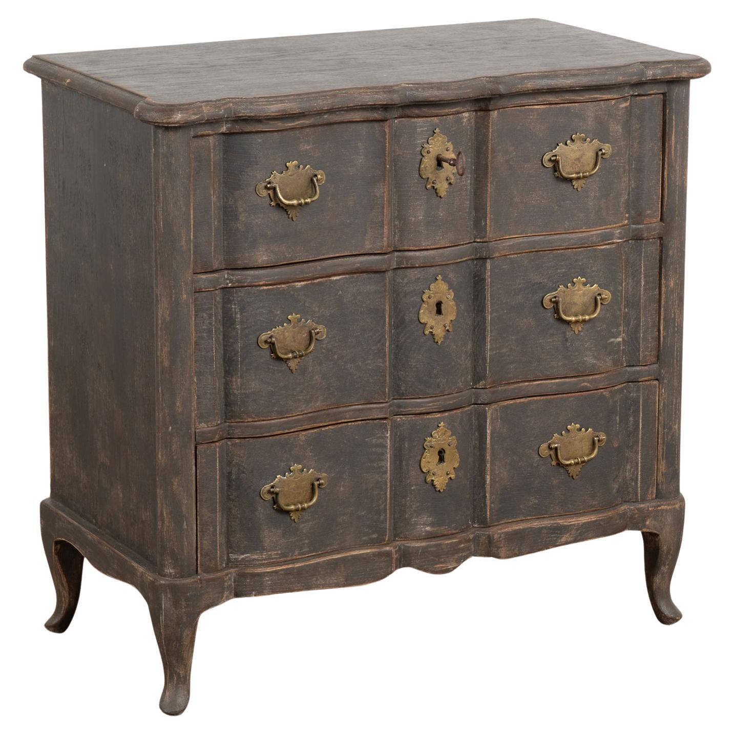 Small Black Rococo Chest of Drawers, Sweden circa 1780-1800 For Sale