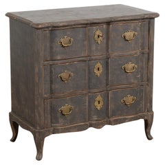 Used Small Black Rococo Chest of Drawers, Sweden circa 1780-1800