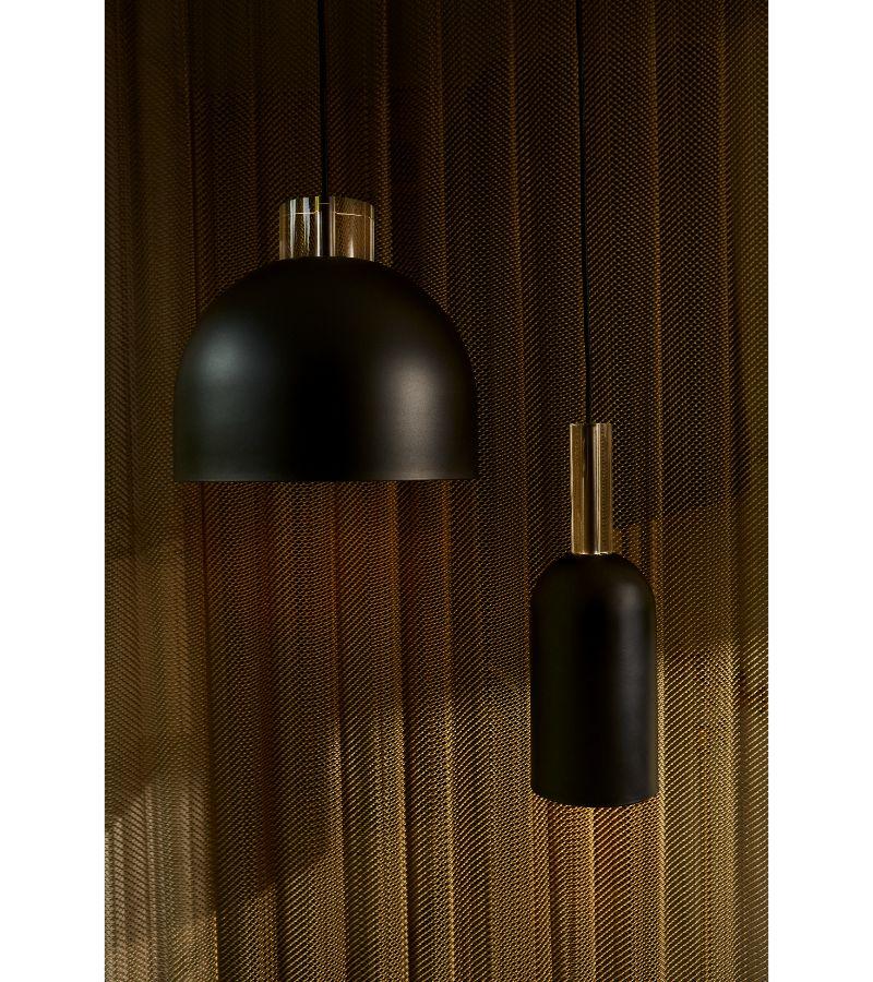 Contemporary Small Black Round Pendant Lamp For Sale