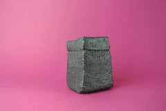 Small Black Stoneware Box with Lid