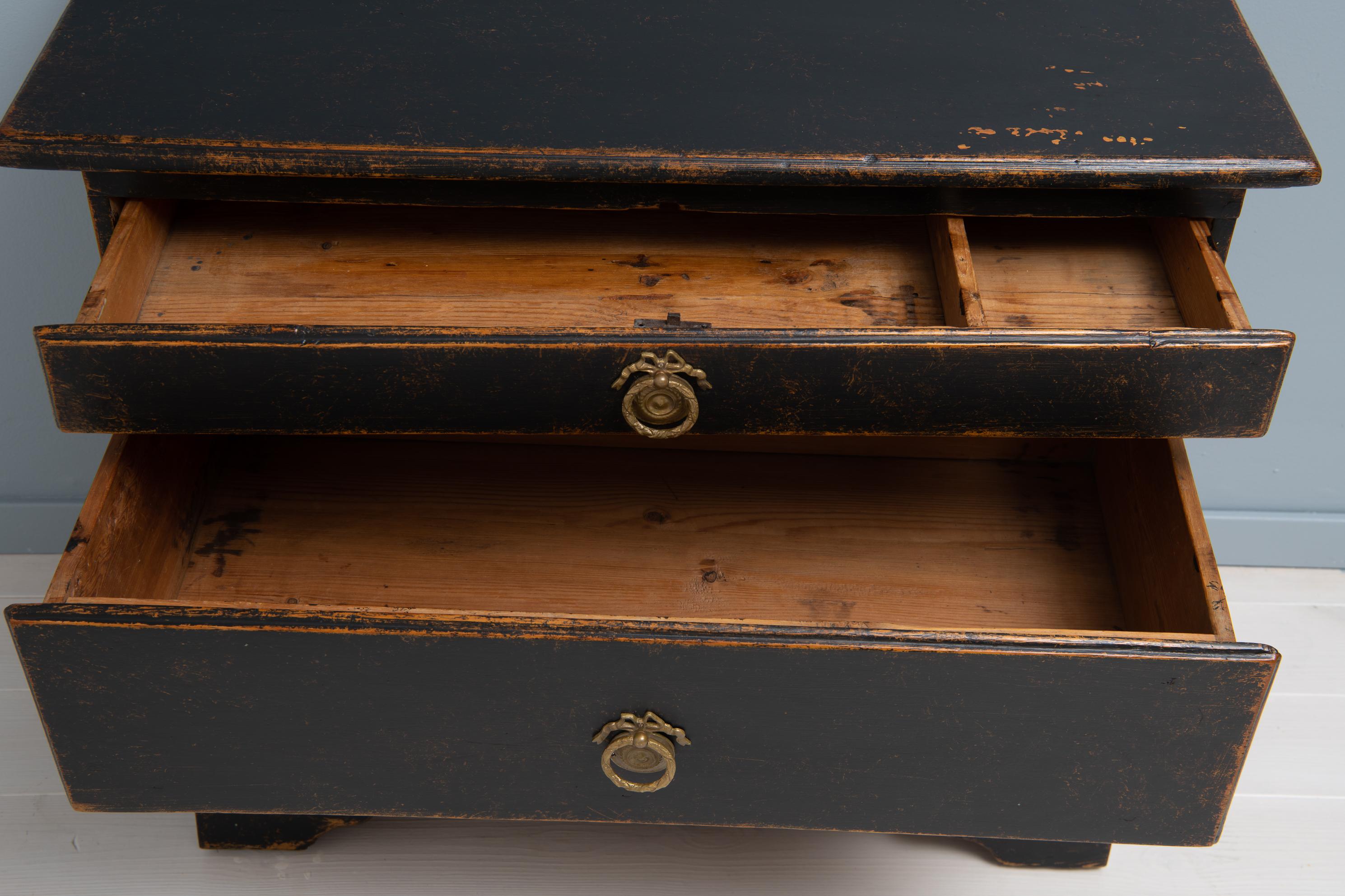 Small Black Swedish Baroque Chest of Drawers 1