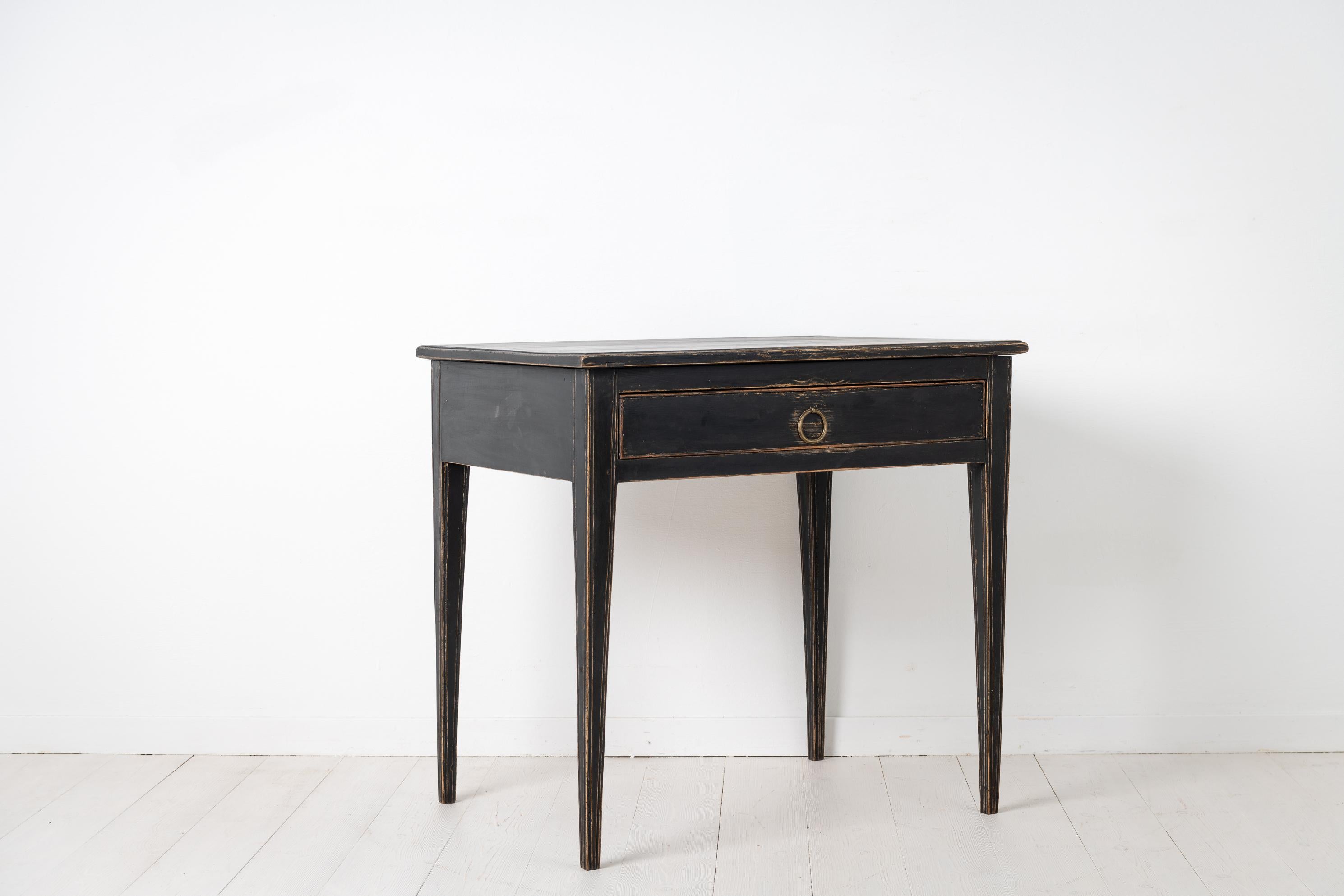 19th Century Small Black Swedish Gustavian Pine Table or Desk