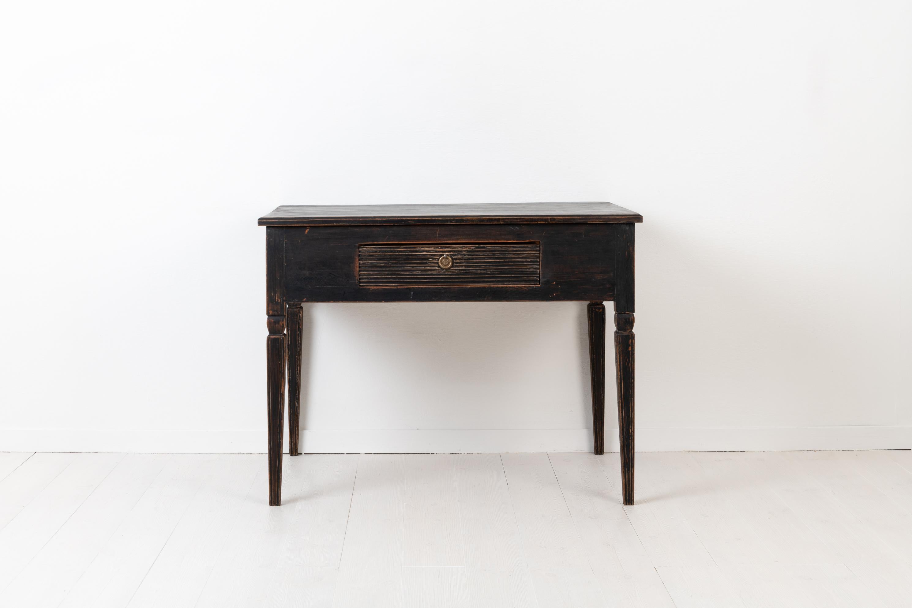 Hand-Crafted Small Black Swedish Side Table in Gustavian Style