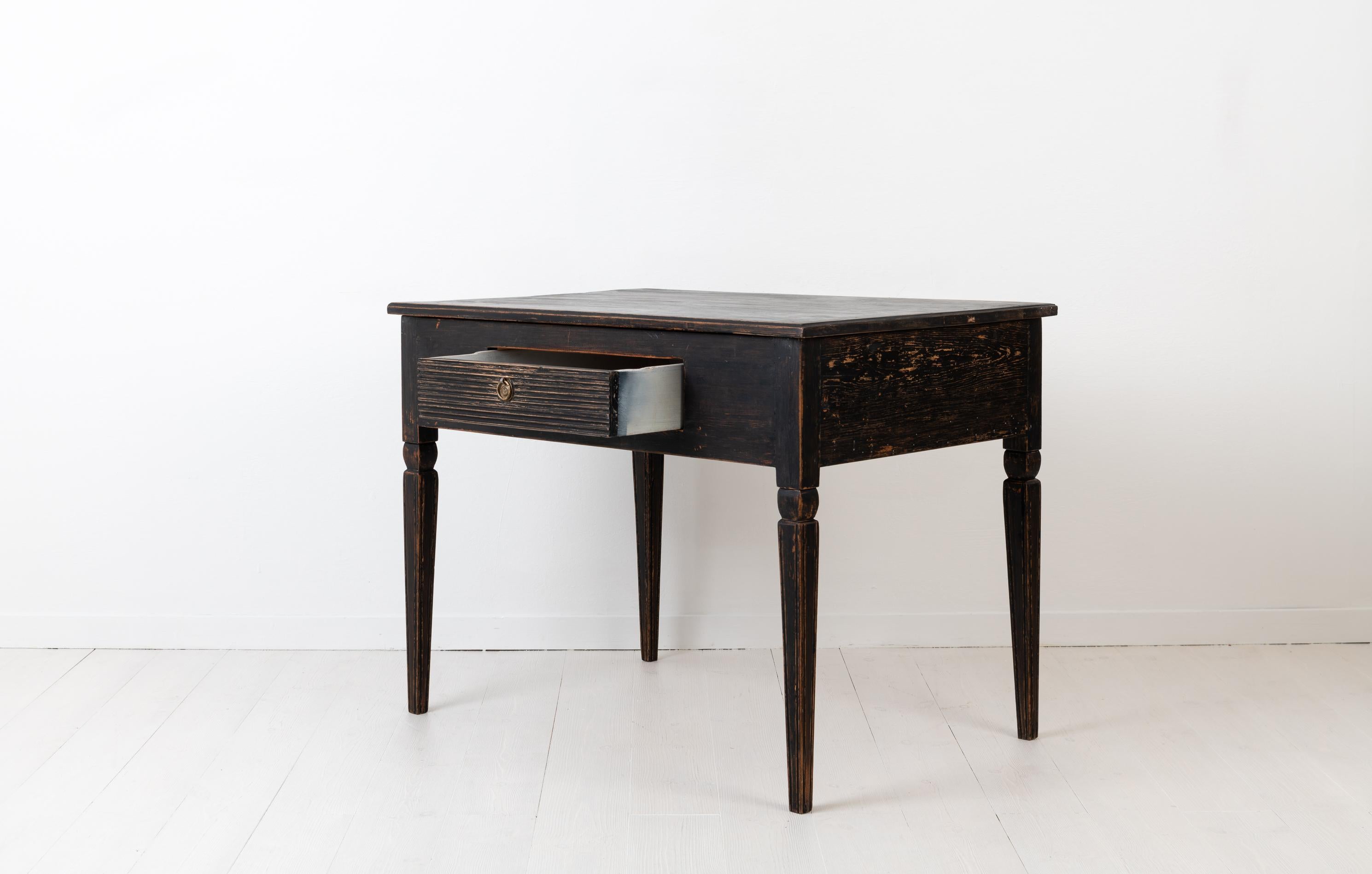 19th Century Small Black Swedish Side Table in Gustavian Style