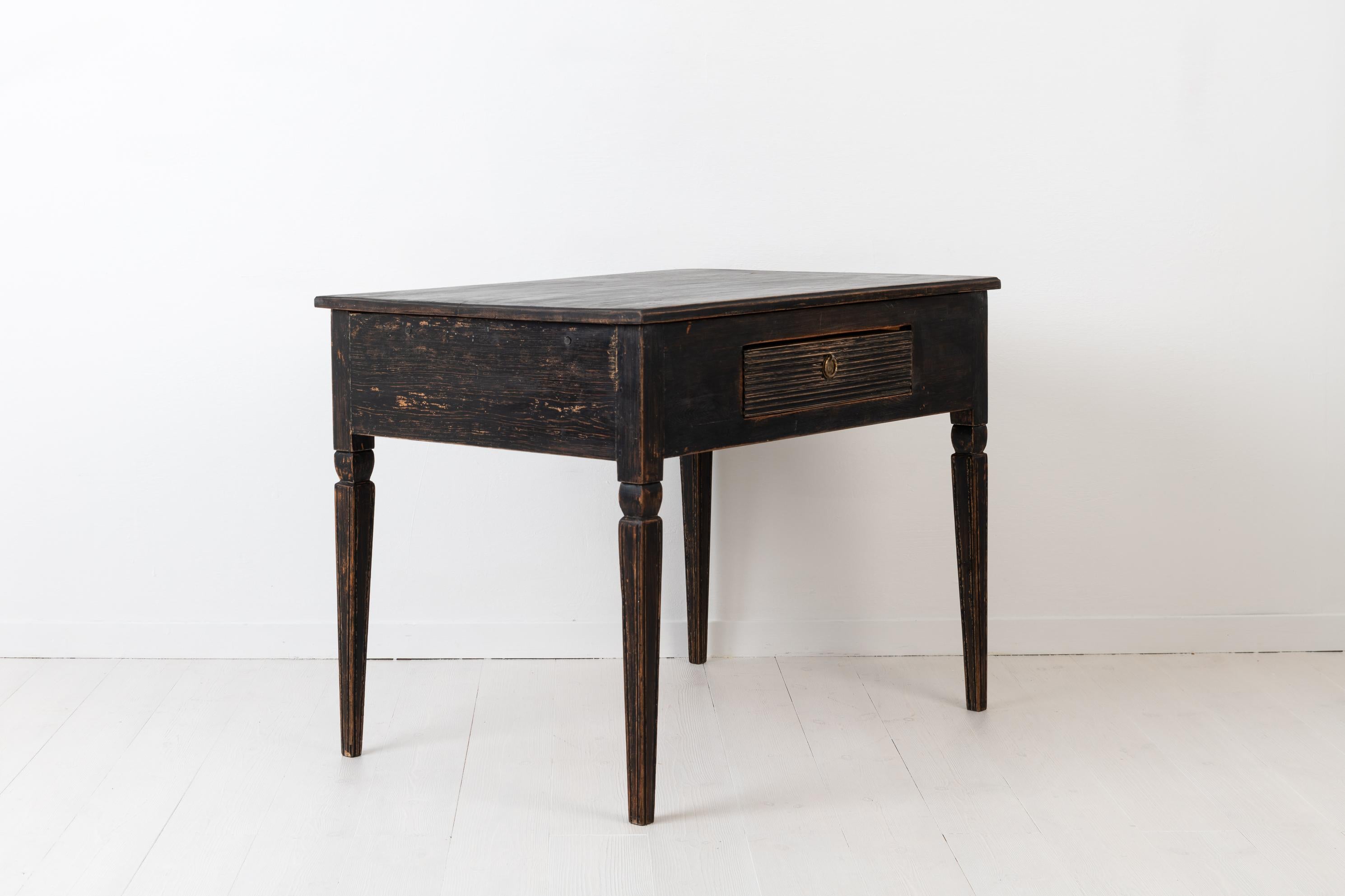Pine Small Black Swedish Side Table in Gustavian Style